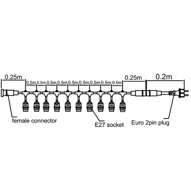 Girlanda LED 230V 5m 10x E27