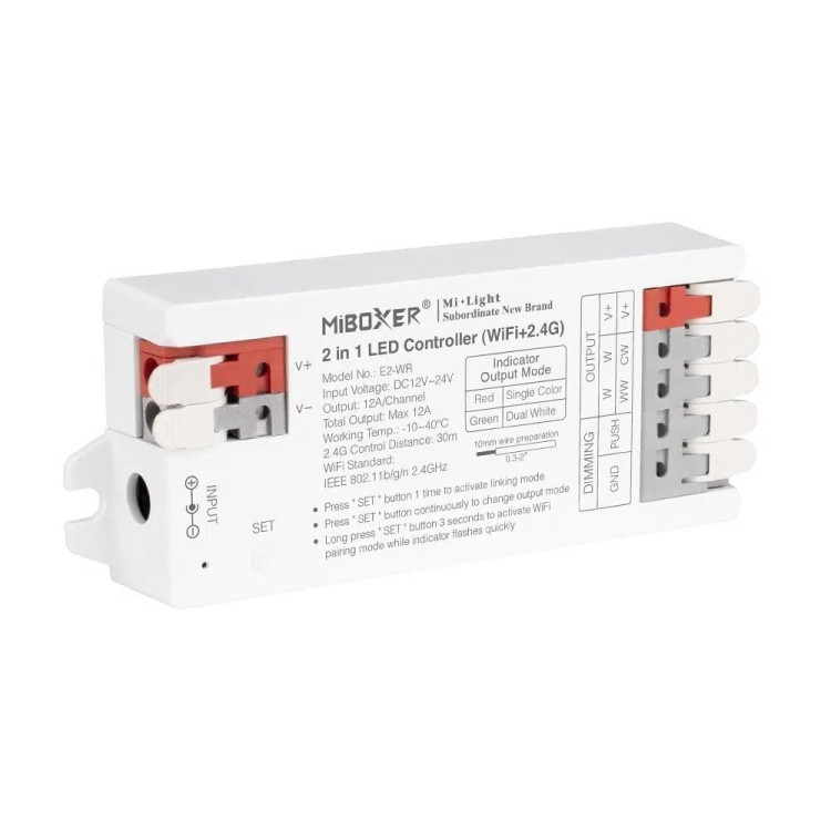Kontroler MiBOXER E2-WR MONO CCT 2w1 WiFi 12V-24V 12A Szybki Montaż