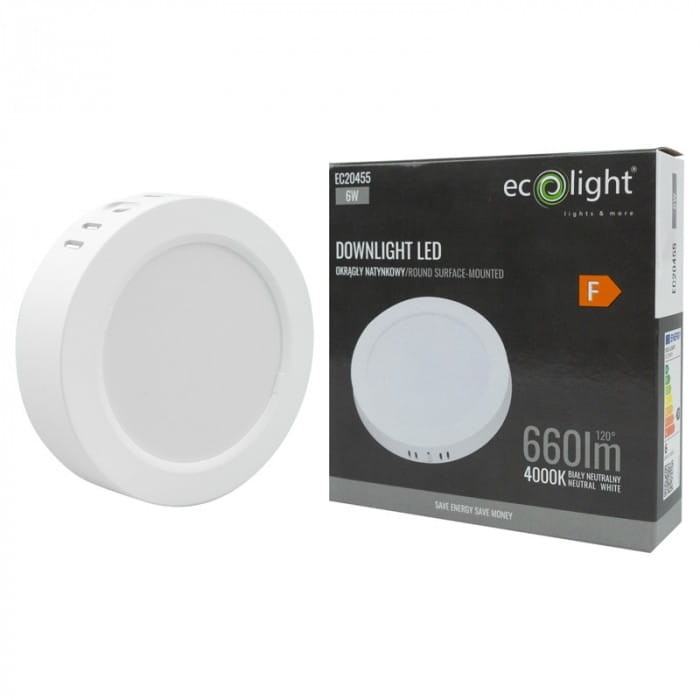 Downlight natynkowy okrąg 6W 4000K biały