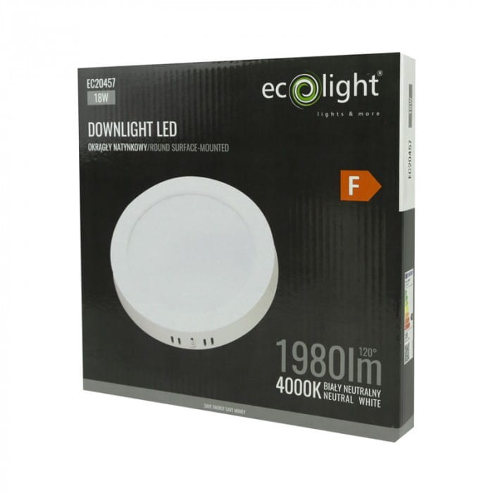 Downlight natynkowy okrąg 18W 4000K biały