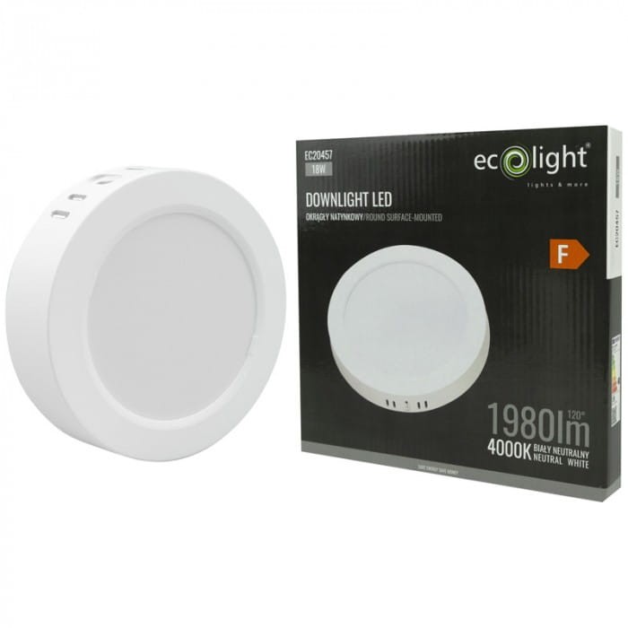 Downlight natynkowy okrąg 18W 4000K biały