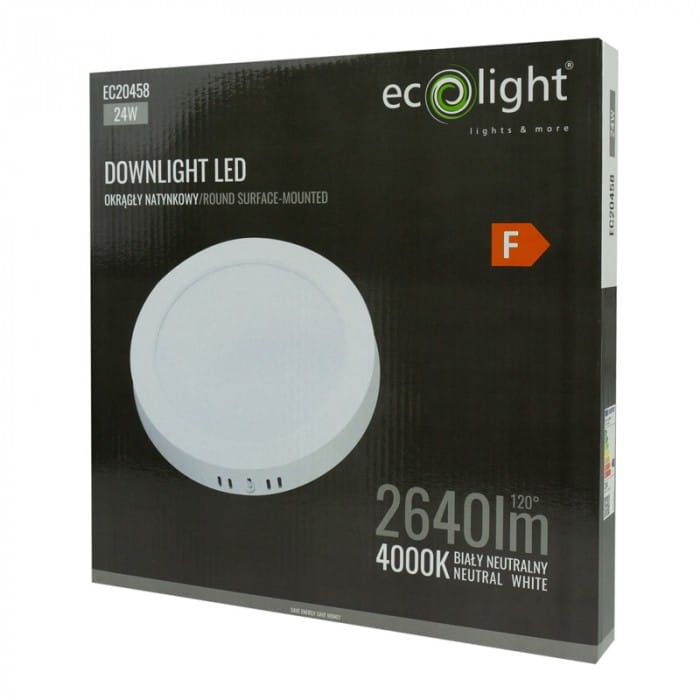Downlight natynkowy okrąg 24W 4000K biały