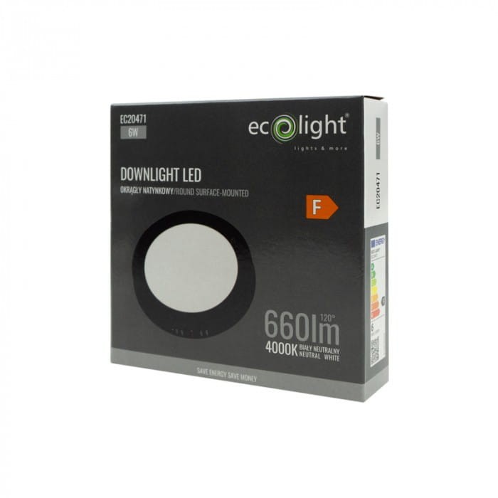 Downlight natynkowy okrąg 6W 4000K czarny