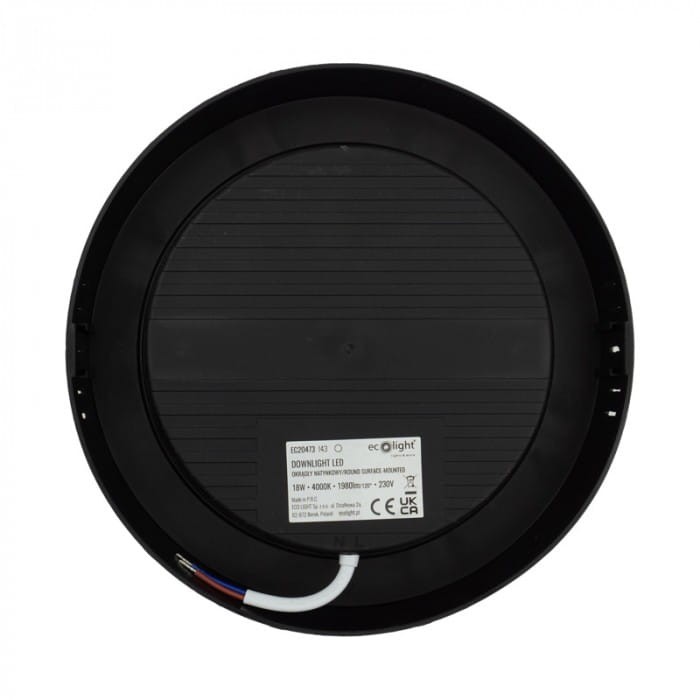 Downlight natynkowy okrąg 18W 4000K czarny
