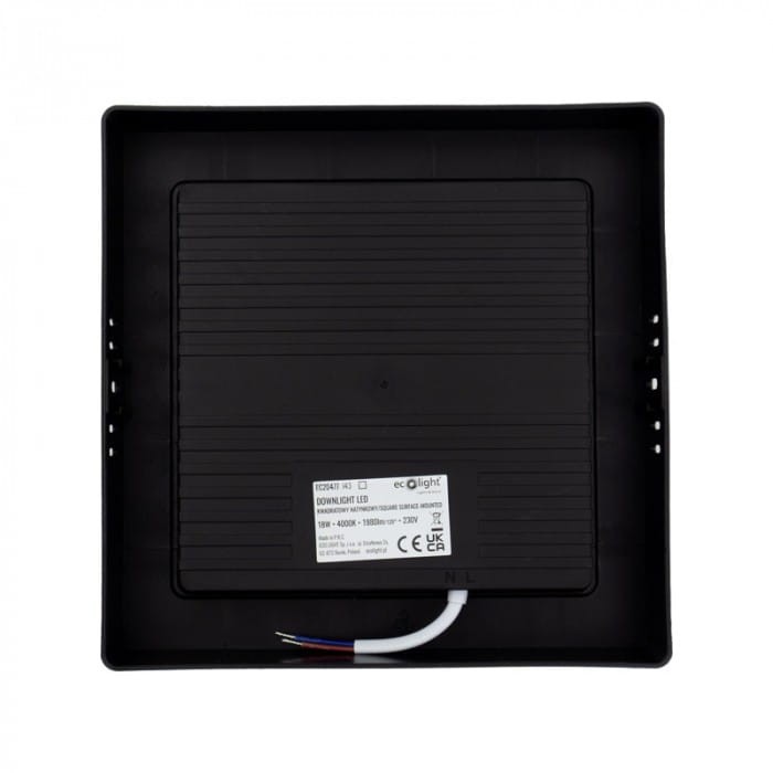 Downlight natynkowy kwadrat 18W 4000K czarny