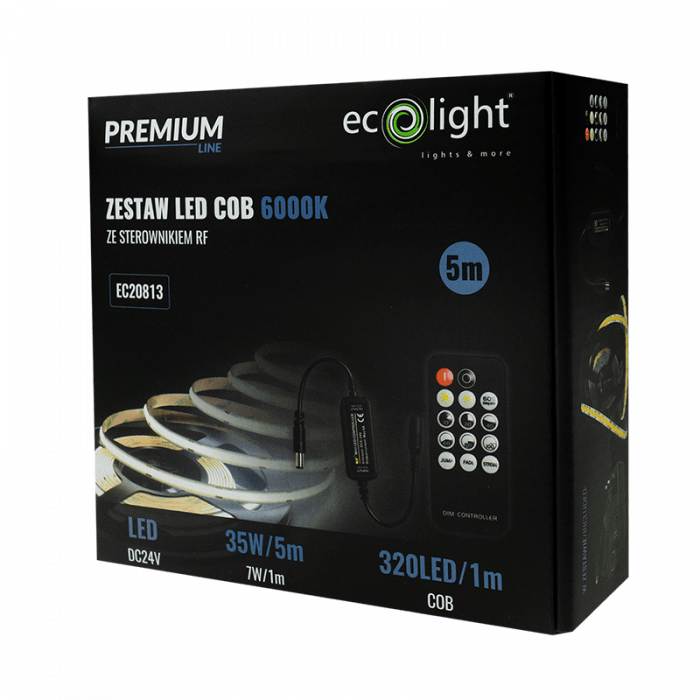 ZESTAW LED 320 COB 24V IP20 6000K /5m/