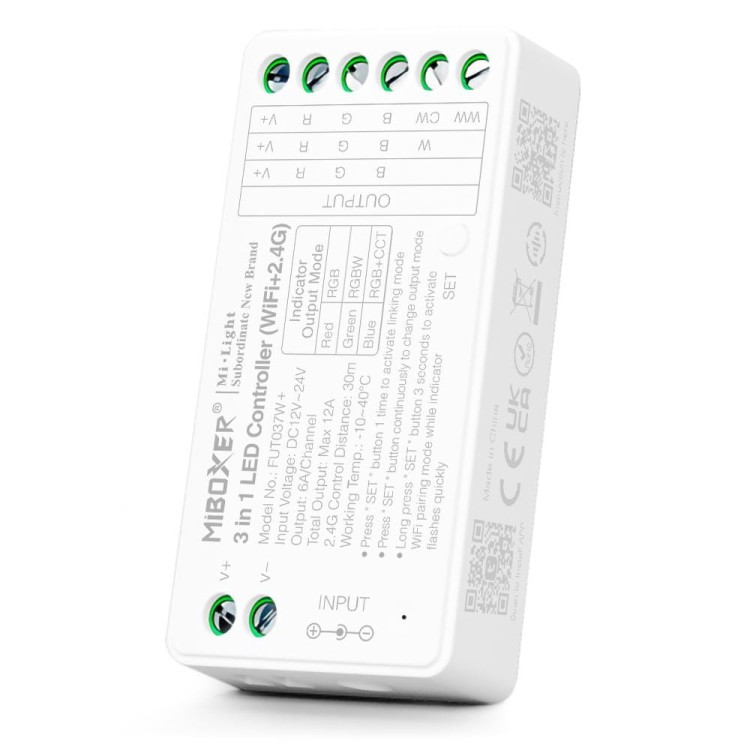 Mi-Boxer ODBIORNIK 12A RF 2.4G WiFi RGB/RGBW/RGBCCT FUT037W+