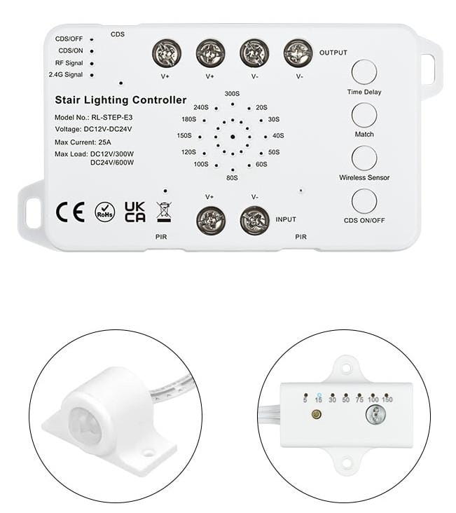 Sterownik Schodowy TREP-E3 12-24V 25A 2x PIR Czujnik Zmierzchu Miboxer