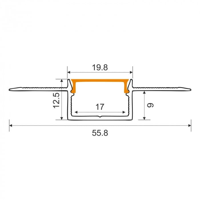 Profil GPS02 podtynk. anodowany+ klosz mleczny 2m